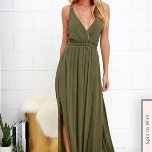 Olive strapping maxi dress
